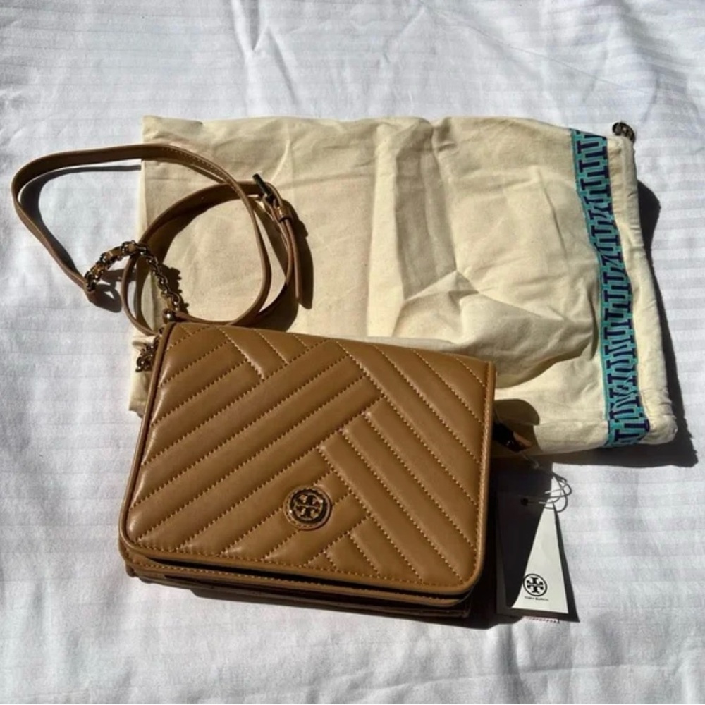 Tory Burch Brown Quilted Crossbody Bag